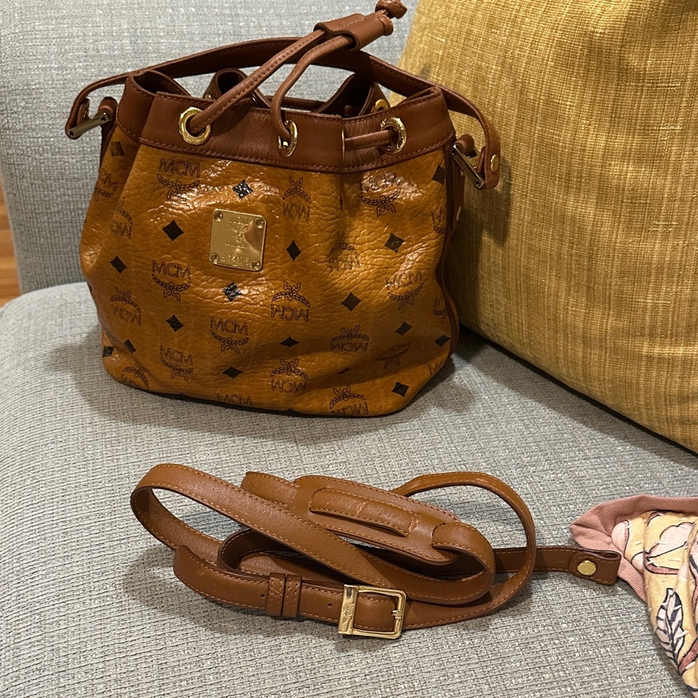 MCM Tan Leather Shoulder Bag